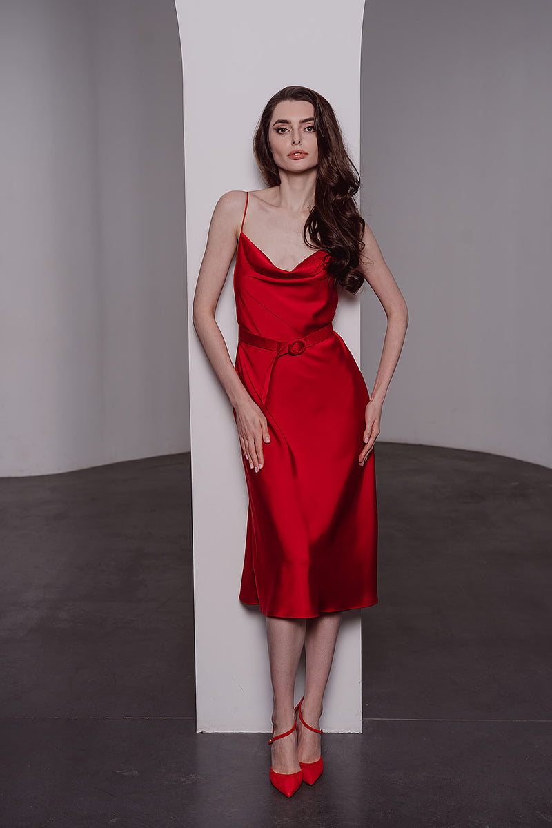 red satin slip dress Red Satin Slip Dress