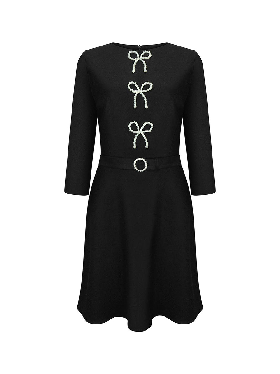 Little Black Dress with Pearl Bows