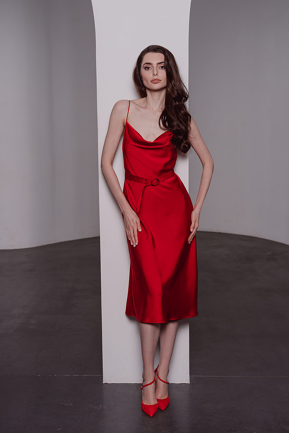 Red Classic Grace | Elegant Red Satin Dress
