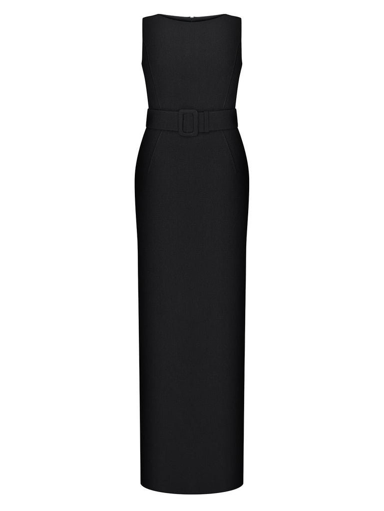 Modern Black Dress with Belt