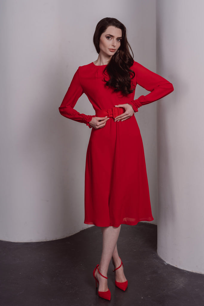 Elegant Red Midi Dress