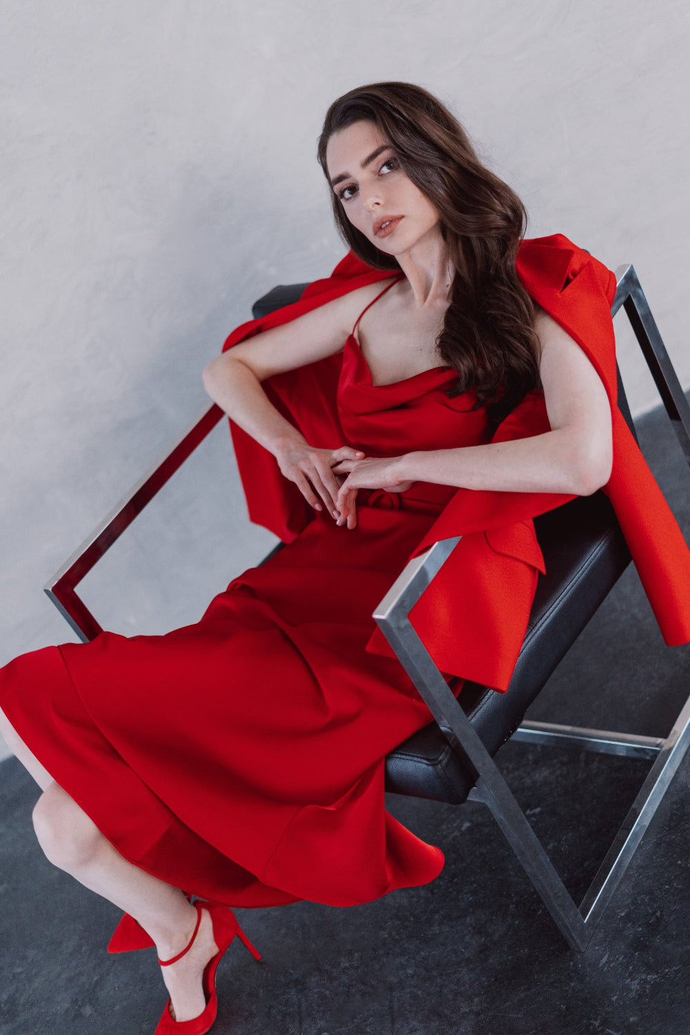 Red Classic Grace | Elegant Red Satin Dress