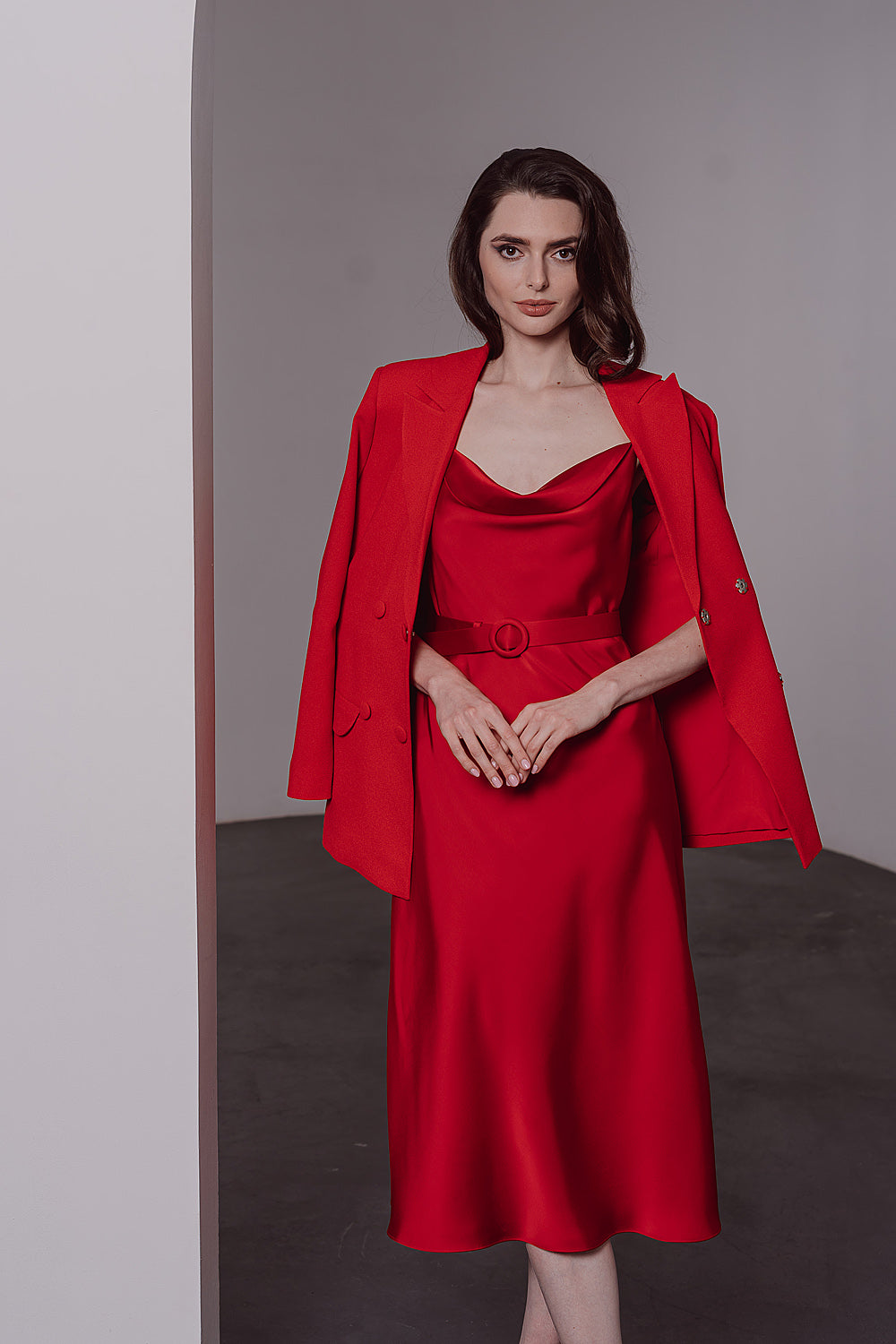 Red Classic Grace | Elegant Red Satin Dress