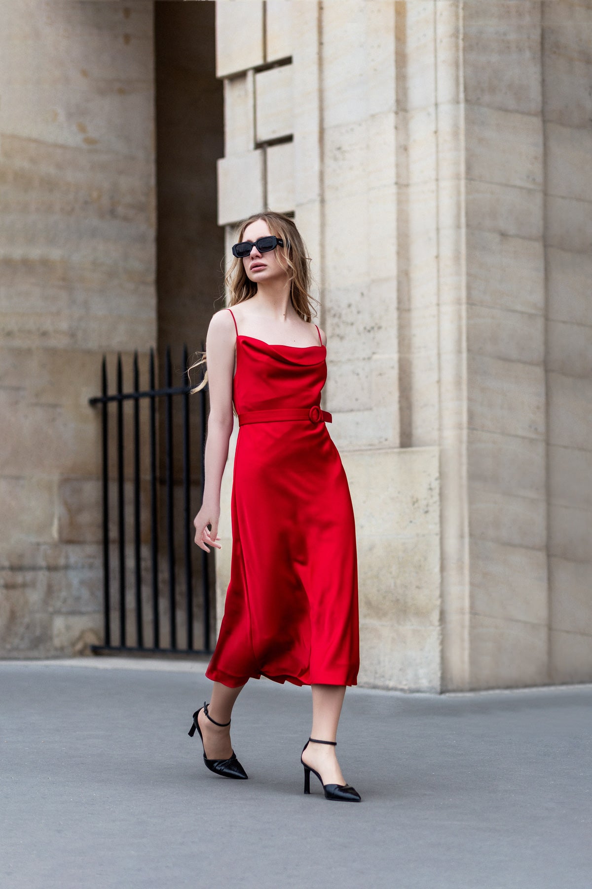 Red Classic Grace | Elegant Red Satin Dress