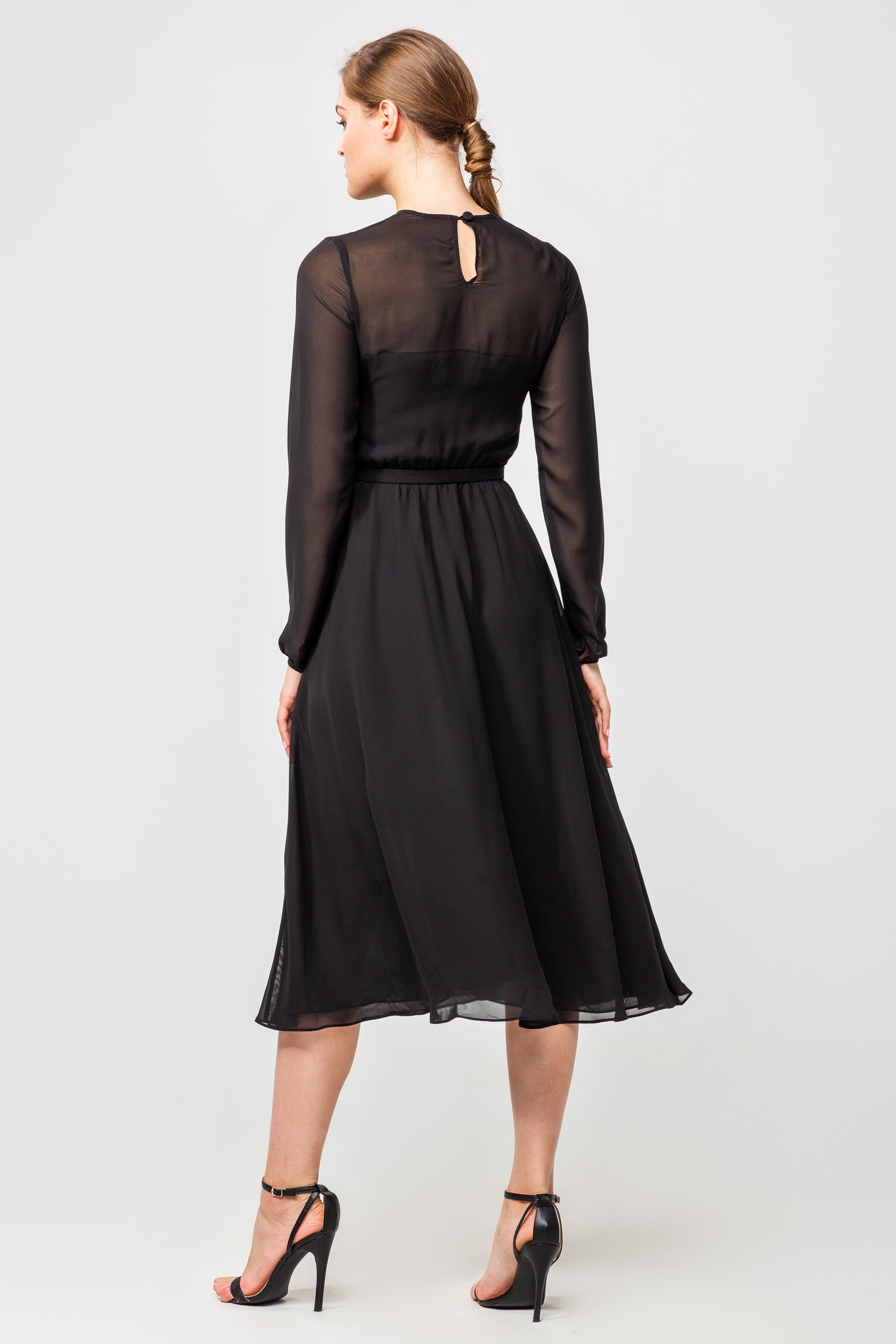 Elegant Black Chiffon Dress – Limited Edition by Anastasiia Ivanova XL / Black