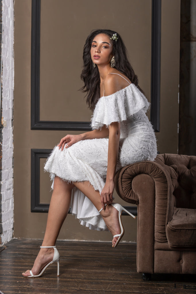midi dresses for rehearsal dinner this dress strikes the perfect balance between modesty and allure Jane Summers Adeline White Lace