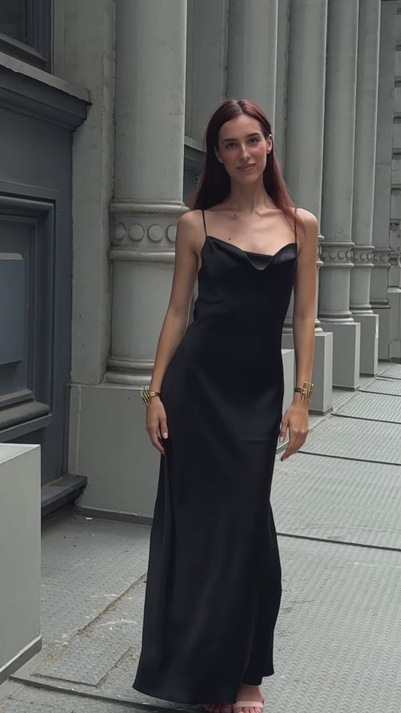 silk black cocktail dress Maxi Slip Black heels Size:PM Wear on its own INAWLY Black Backless Bodycon